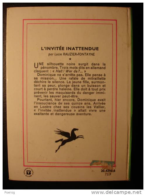 L'INVITEE INATTENDUE - LUCIE RAUZIER FONTAYNE - Bibliothèque Verte - 1973 - Illustrations CHARLES POPINEAU - Bibliothèque Verte