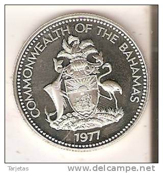 MONEDA DE PLATA DE BAHAMAS DE 50 CENTS DEL AÑO 1977  (COIN) SILVER-ARGENT - Bahamas
