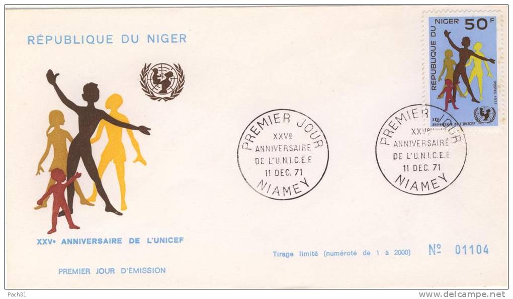 FDC XXVe Anniversaire De L'UNICEF 1971 - Niger (1960-...)