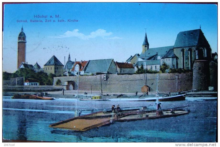 HOCHST Am MAIN 1915, Schloss, Zoll, Kath. Kirche, Perfect Mit Marke - Hoechst