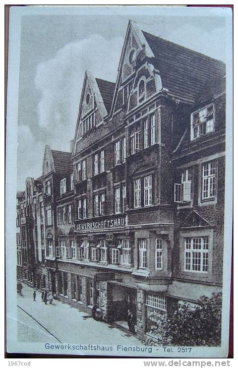 FLENSBURG 1920, Gewerkschaftshaus, Borse, Bursa, Unused Postkarte - Flensburg