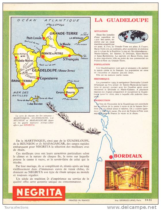 PROTEGE CAHIER @ RHUM NEGRITA @ Années 50 - Alcool Bardinet Bordeaux - Guadeloupe @ Illustrateur M.P Marc - A