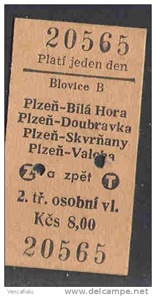 Czechoslovakia 1984 - Railway Used Ticket From Cities Blovice In Plzen - Europa