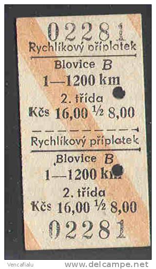 Czechoslovakia 1973 - Railway Used Ticket From Cities Blovice - Europa