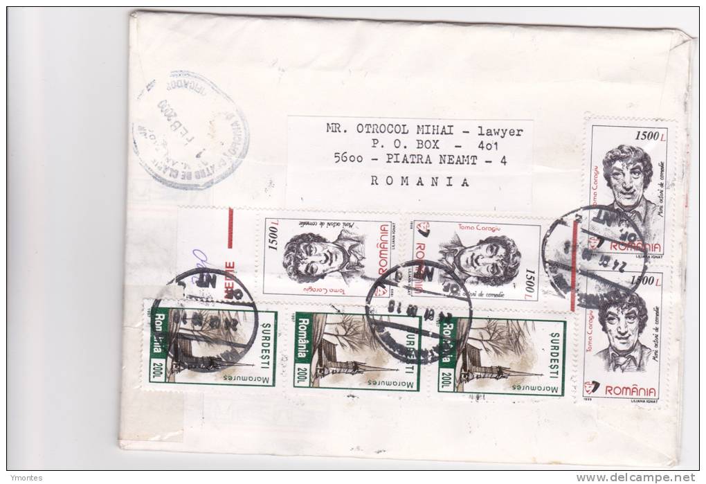 Registered Cover Rumania To Honduras 2000 - Briefe U. Dokumente