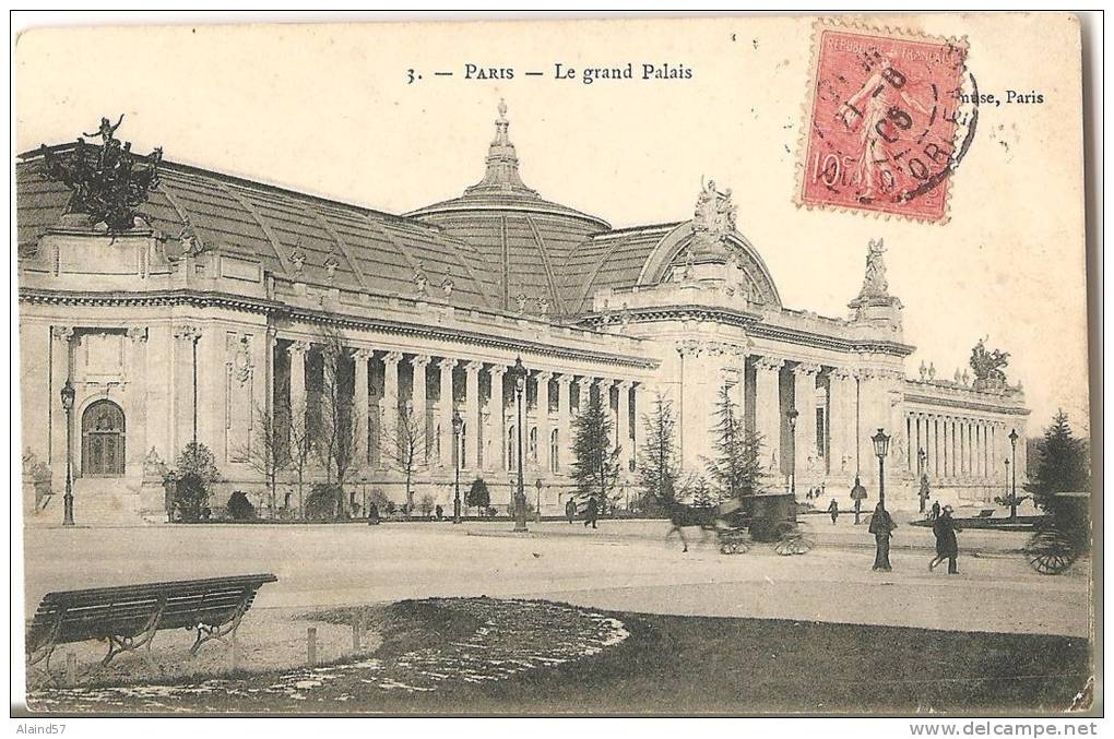 CPA Avec Vue Du Grand Palais De PARIS Affranchie D'un Semeuse Lignée Et Cachet Verdun-sur-Meuse - Oblitérations Mécaniques (Autres)