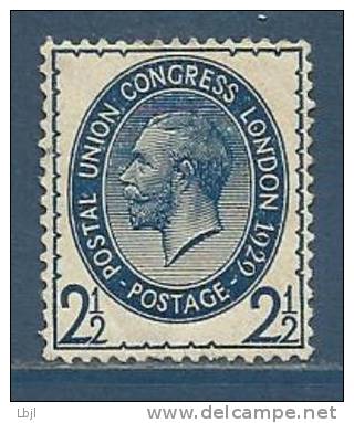 GRANDE BRETAGNE , 2 1/2 P , George V , 9ème Congrès De L'U.P.U. à Londres , 1929 , N° Y&T 182 - Unused Stamps