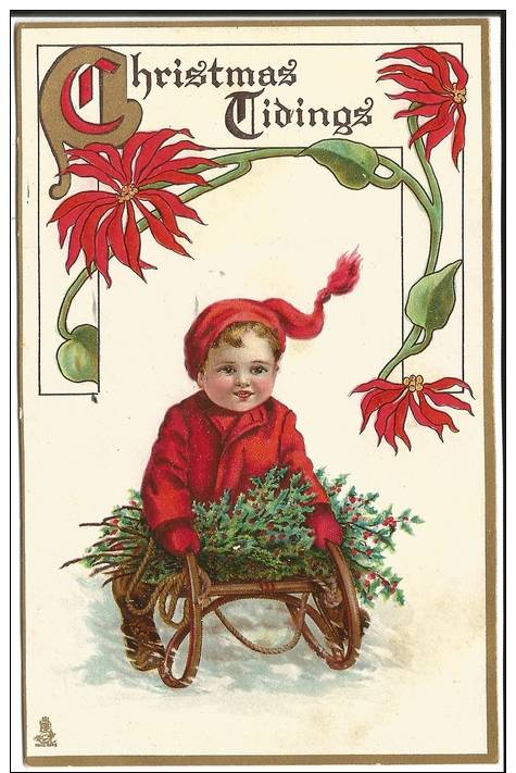 111. Raphael Tuck & Sons’ “Christmas Children” Postcard No.540 – Boy On Sled - Other & Unclassified