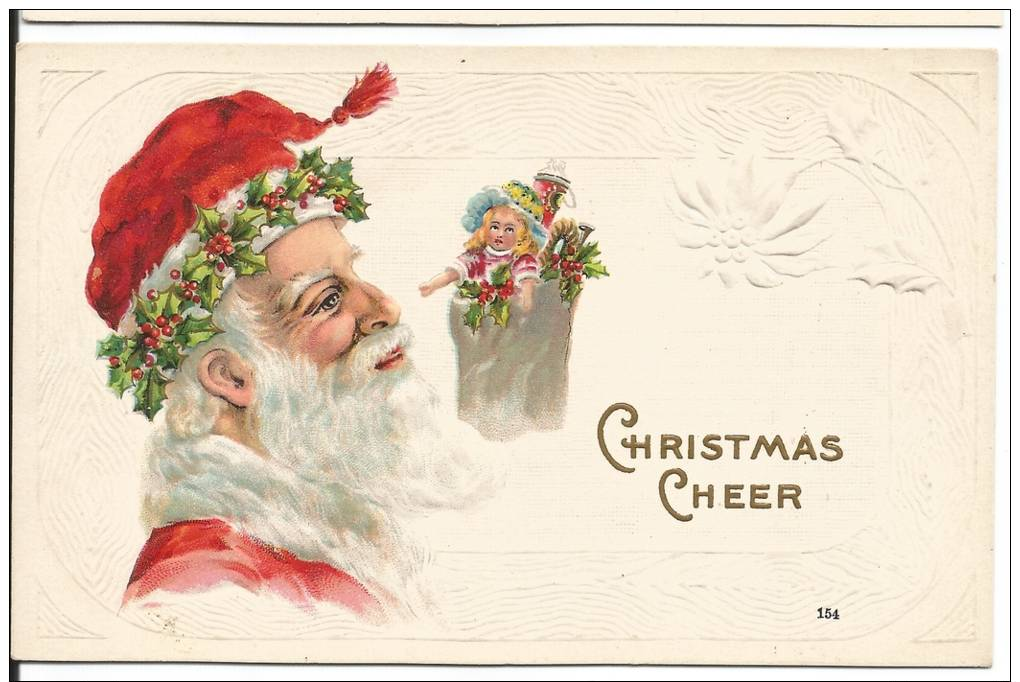 122. Christmas Santa With Toys Postcard Early 1900’s - Santa Claus