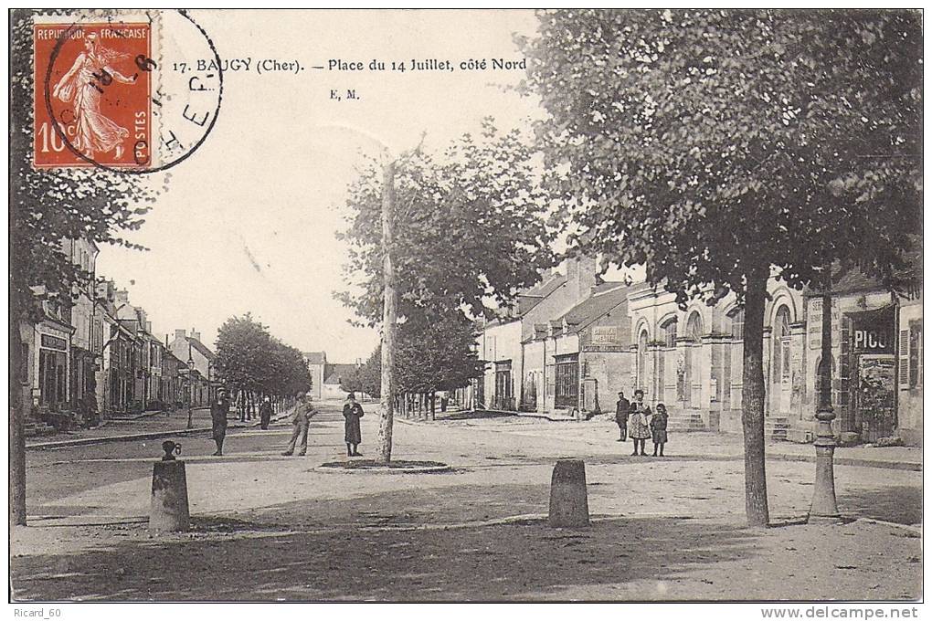 Cpa Baugy, Place Du 14 Juillet, Publicité Picon - Baugy