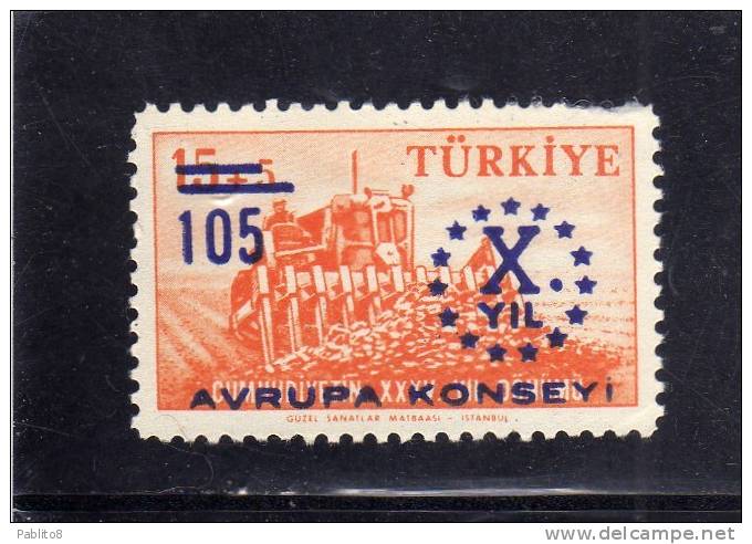 TURCHIA - TURKÍA - TURKEY 1959 CONSIGLIO DI EUROPA - EUROP COUNCIL MNH - Neufs
