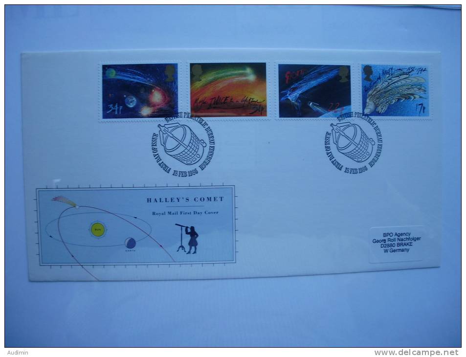 Grossbritannien 1060/3 FDC Halleyscher Komet: Gemälde Von Ralph Steadman - 1981-1990 Em. Décimales