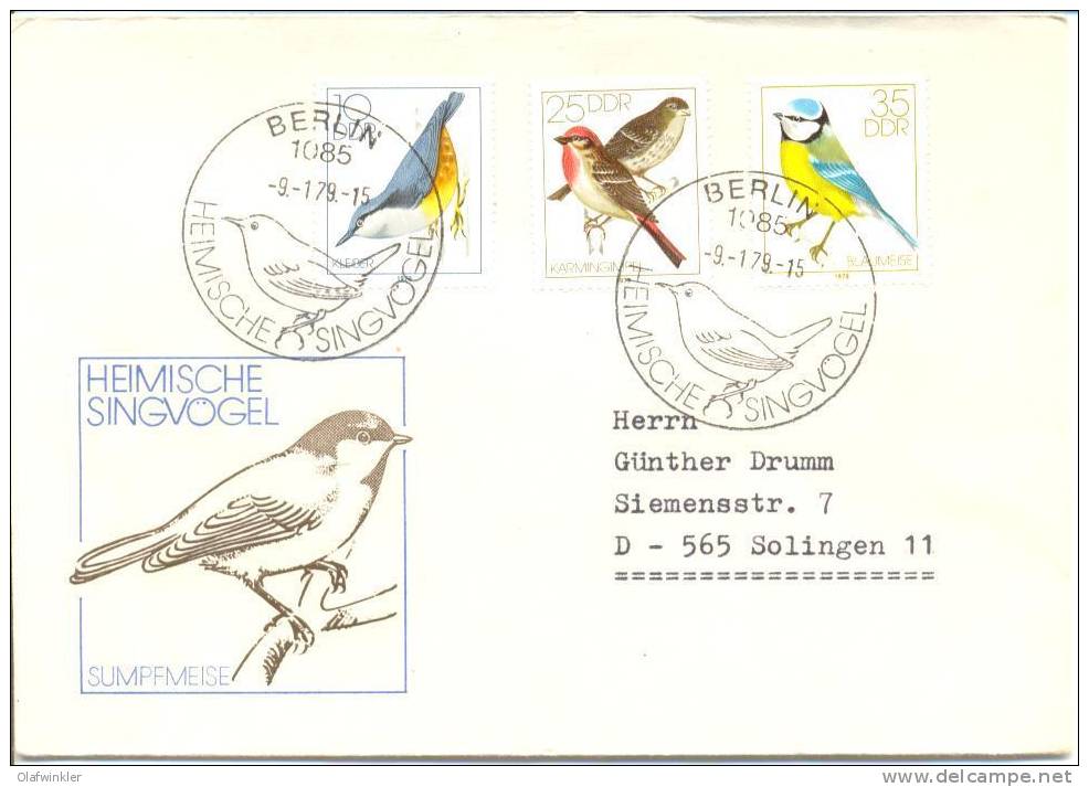 1979 Heimische Singvögel Mi 2389,91,92 / Sc 1977,79,80 / YT 2057,59,60 FDC/PDJ [ls] - Brieven En Documenten