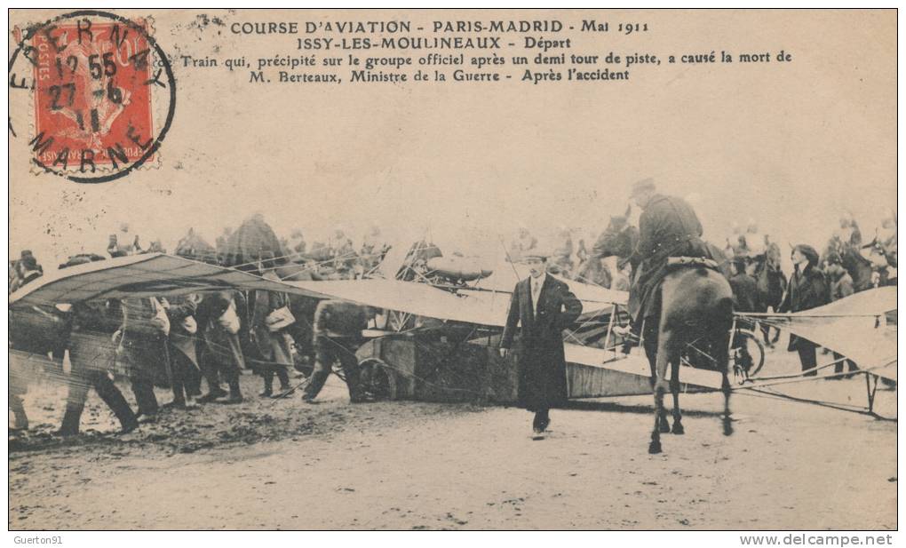 ( CPA AVIONS )  PARIS-MADRID - Mai 1911 - ISSY-LES-MOULINEAAUX - DEPART / - Accidents