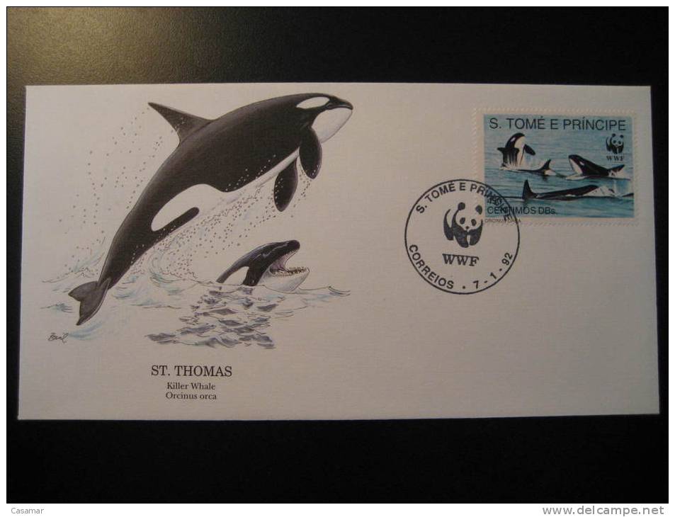 ST THOMAS ET PRINCE 1992 Whale Whales Baleine Baleines Ballena Ballenas WWF Panda Bear Killer Orcinus Orca - Baleines