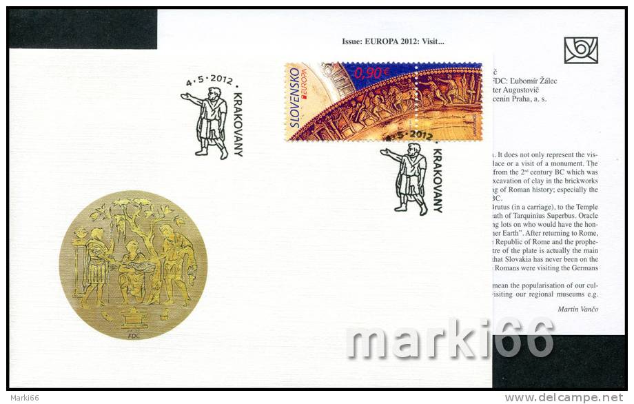 Slovakia - 2012 - Europa CEPT, Visit Slovakia - FDC (first Day Cover) - FDC