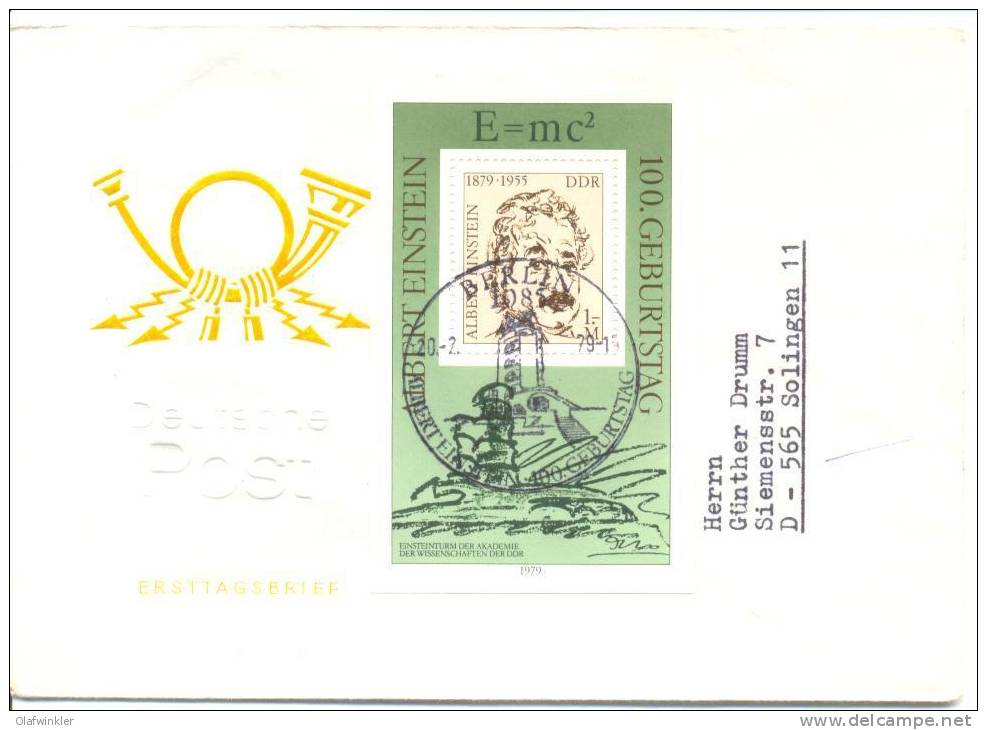 1979 Albert Einstein Michel Bl 54 / Sc 1990 / YT BF 51 FDC/PDJ [ls] - Brieven En Documenten