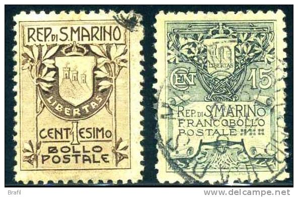 1910 San Marino, Stemma, Serie Completa Usata - Oblitérés