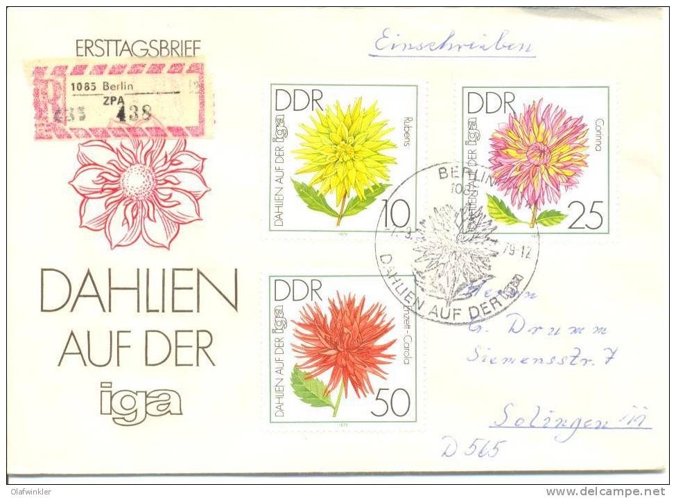 1979 IGA Erfurt: Dahlien  Mi 2435,37,39 / Sc 2022,24,26 / YT 2100,02,04 FDC/PDJ [ls] - Lettres & Documents