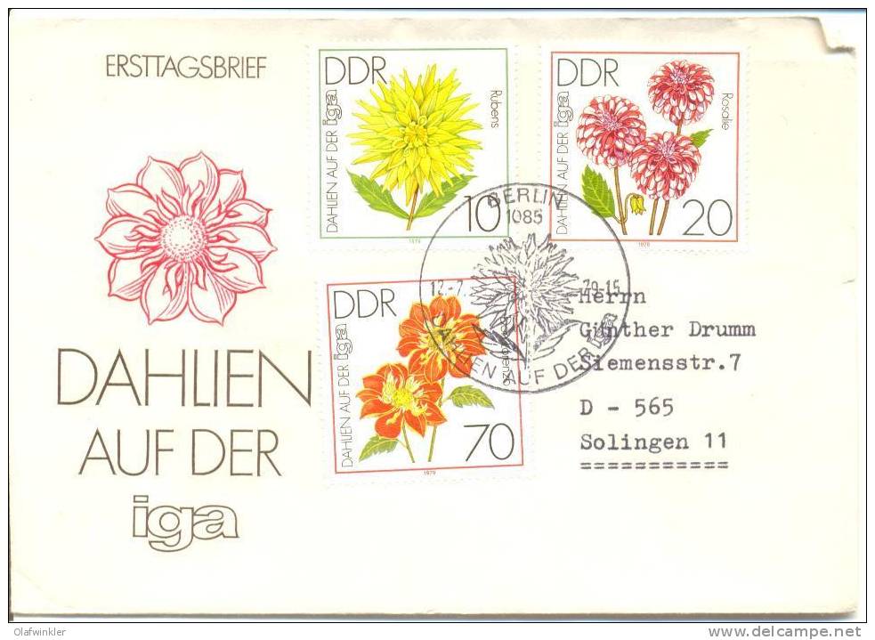 1979 IGA Erfurt: Dahlien  Mi 2435-6,40 / Sc 2022-3,27 / YT 2100-1,05 FDC/PDJ [ls] - Lettres & Documents