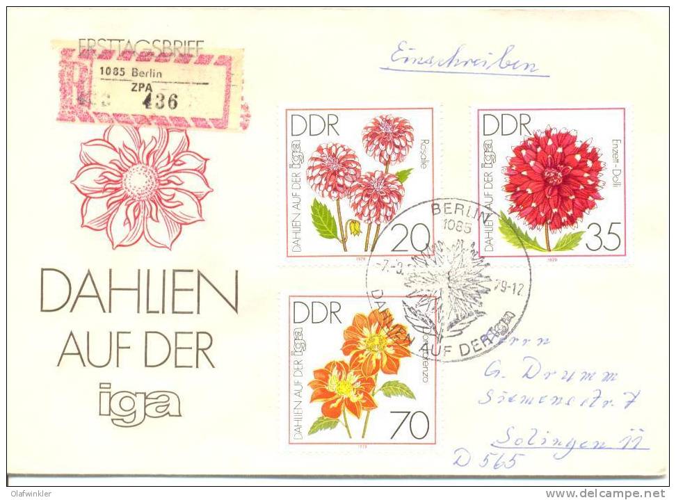 1979 IGA Erfurt: Dahlien  Mi 2436,38,40 / Sc 2023,25,27 / YT 2101,03,05 FDC/PDJ [ls] - Briefe U. Dokumente