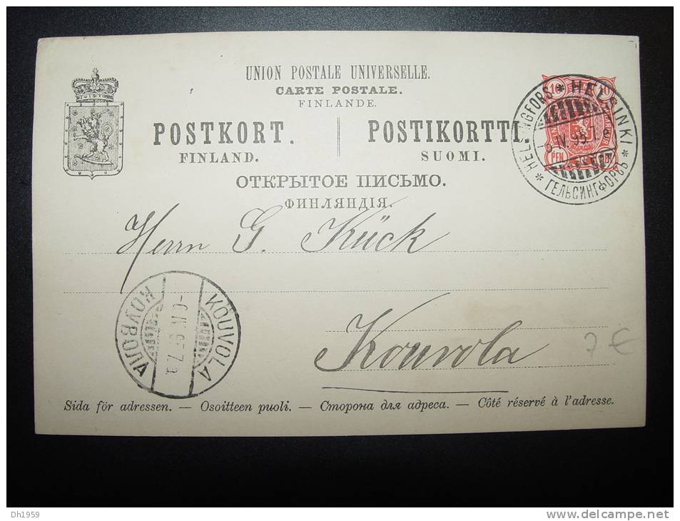 HELSINKI  KOUVOLA  ADMINISTRATION RUSSE RUSSIA RUSSIE FINLAND FINLANDE  ENTIER POSTALE GANZSACHE STATIONERY - Lettres & Documents