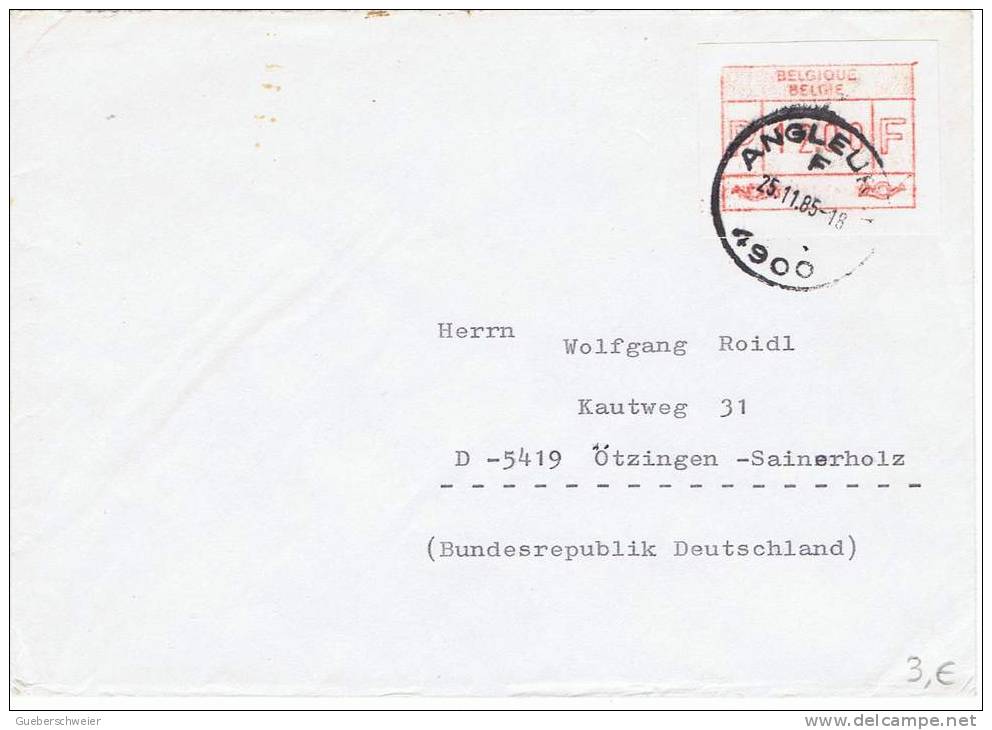 Dist 25 - BELGIQUE Timbre De Distributeur Sur Lettre Du 25/11/85 - Storia Postale