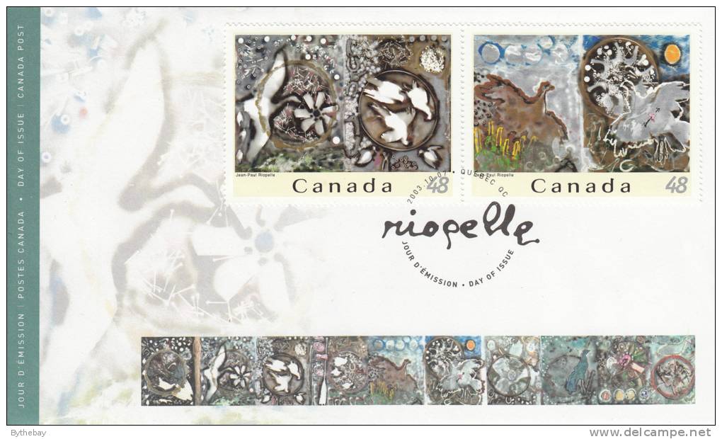 Canada FDC Scott #2002c-2002d 48c Jean-Paul Riopelle - 2001-2010