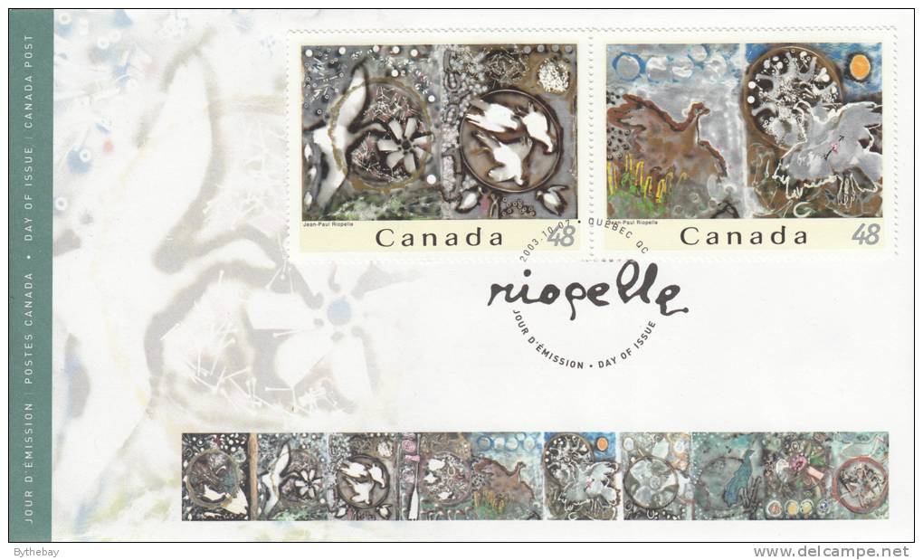 Canada 3 FDCs Scott #2002a-2002f 48c Jean-Paul Riopelle - 2001-2010