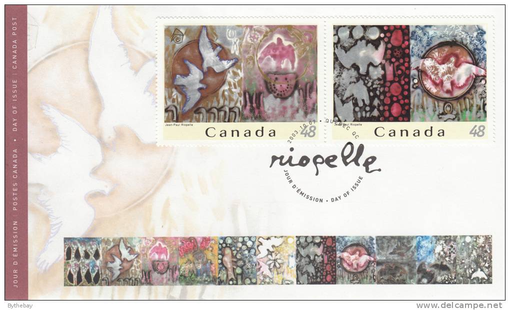 Canada 3 FDCs Scott #2002a-2002f 48c Jean-Paul Riopelle - 2001-2010