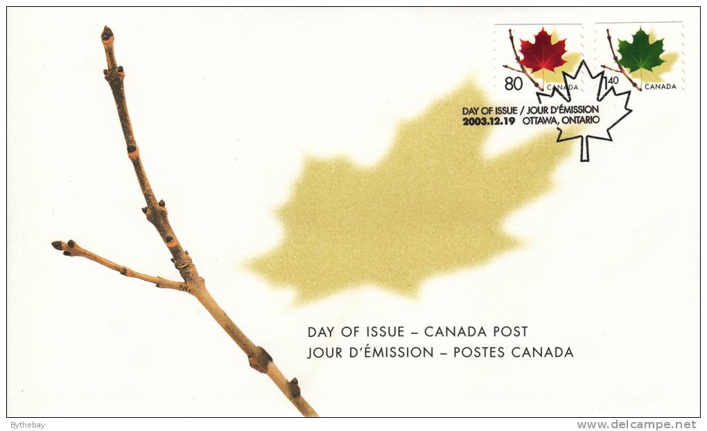 Canada FDC Scott #2009-#2010 80c And $1.40 Maple Leaf - Coil Definitives - 2001-2010