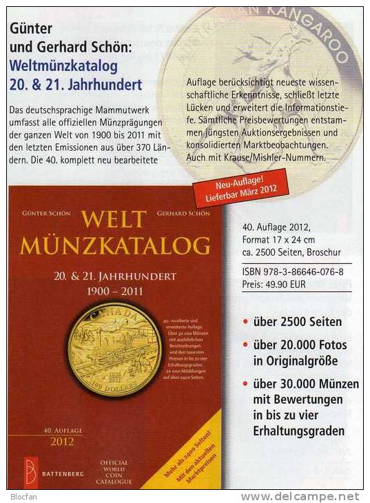 Weltmünz-Katalog Schön 2012 Neu 50€ Münzen 20.Jahrhundert A-Z Battenberg Coins With Europa Amerika Afrika Asien Oceanien - Libri & Software