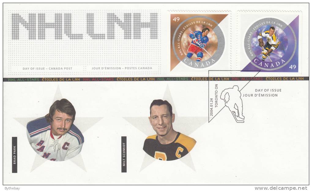 Canada FDC Scott #2017e-#2017f 49c NHL All-Stars: Park, Schmidt - 2001-2010