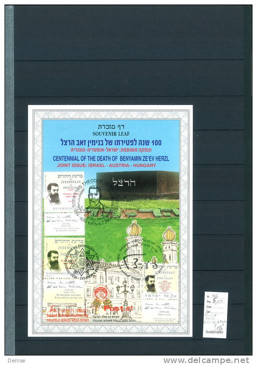 Israel  Feuillet Souvenir 2004 Jumelage Autriche Hongrie Herzl Yvert 1716 - Other & Unclassified