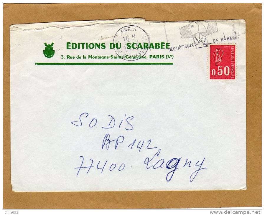 Enveloppe Brief Cover Edtions Du Scarabée Paris Lagny + Flamme Hôpitaux De Paris - Lettres & Documents