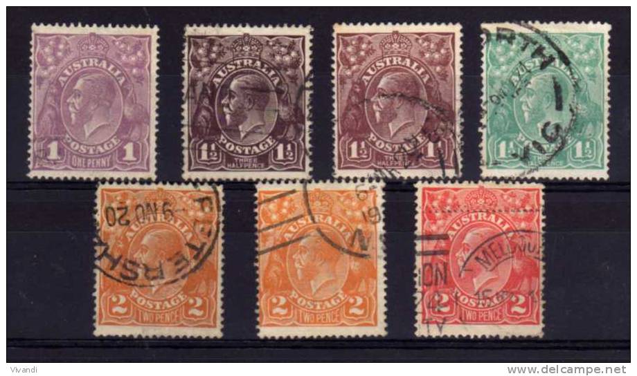 Australia - 1918/23 - George V Definitives (Part Set) - Used - Used Stamps