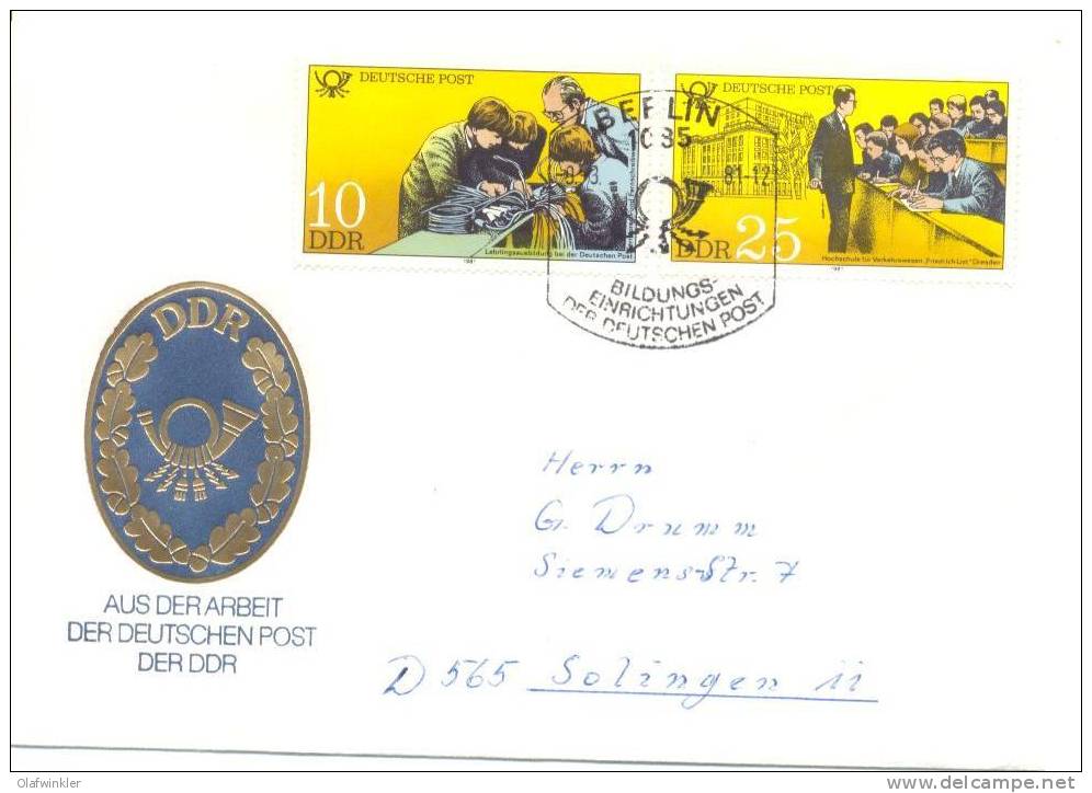 1981 Bildungseinrichtungen Der Deutschen Post Mi 2584,87 / Sc 2162,65 / YT 2242,45 FDC/PDJ [ls] - Storia Postale