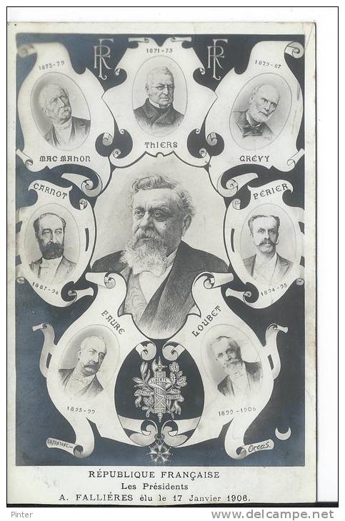 REPUBLIQUE FRANCAISE - LES PRESIDENTS - A. FALLIERES élu Le 17 Janvier 1906 - Personnages