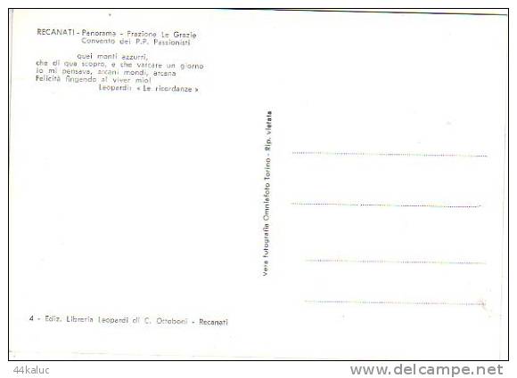 RECANATI  Panorama Frazione Le Grazie Convento Dei PP Passionisti (Scan Recto Et Verso) - Otros & Sin Clasificación