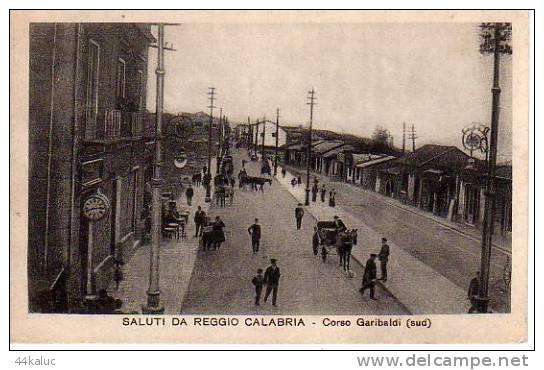 REGGIO CALABRIA Saluti Da Reggio Calabria Corso Garibaldi (sud) Animation  (Scan Recto Et Verso) - Reggio Calabria