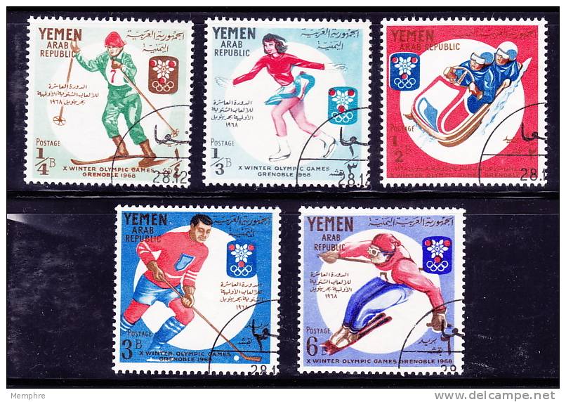 YAR  1968 Olympic Winter Games: Skiing, Skating, Bobsleight, Hockey  Mi Nr 619-623 Used - Yemen