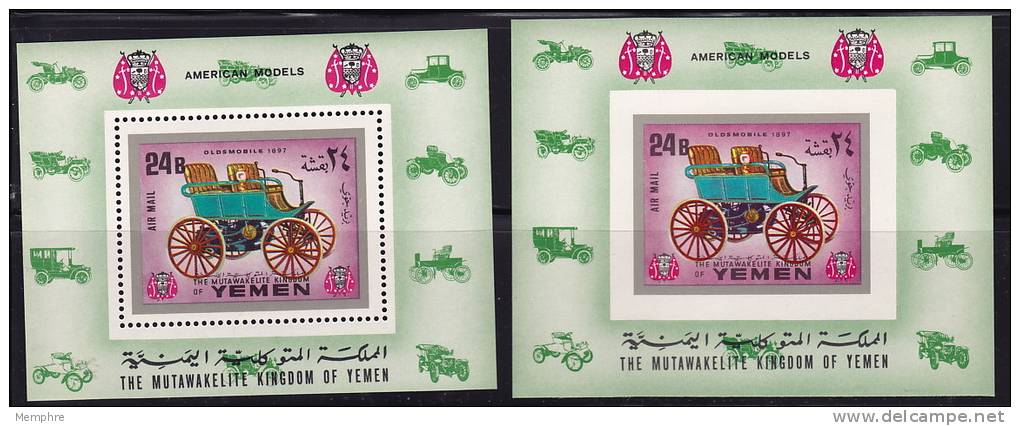 KINGDOM 1970  Cars: Oldsmobile 1897 Souvenir Sheets Mi Nr Block 226A + B MNH ** - Yemen