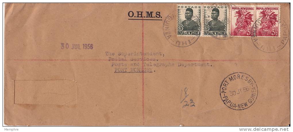 1956  Registered Letter From Ihu To Port Moresby   Registration Label Removed. - Papouasie-Nouvelle-Guinée