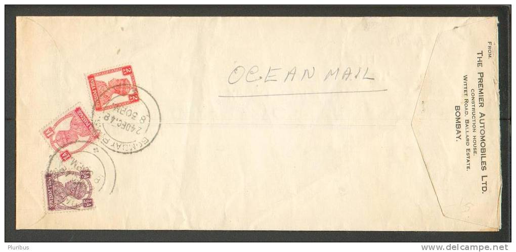 INDIA  BOMBEY  TO  USA  CHRYSLER  CORPORATION  ,   OCEAN  MAIL  COVER  ( SEA MAIL ) ,  AUTOMOBILE  TOPIC - Brieven En Documenten