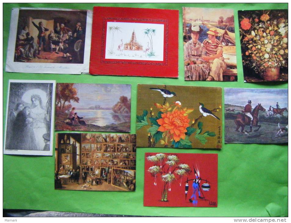 Lot De 10 Cartes Fantaisie-et Autres-chevaux--chien- Breughel-.david Teniers-manet-renault-rou Get De L'isle-kono Etc... - 5 - 99 Cartes