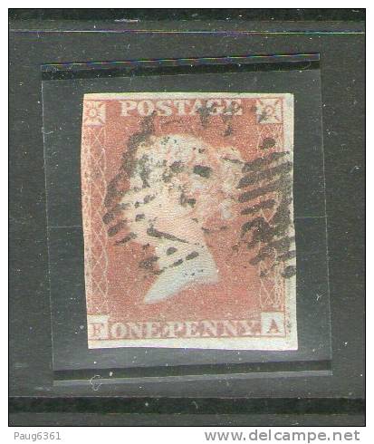 Grande-Bretagne (GB) Victoria 1843 - Penny Rouge J-B  YVERT  N°3 OBLITERE - Gebraucht