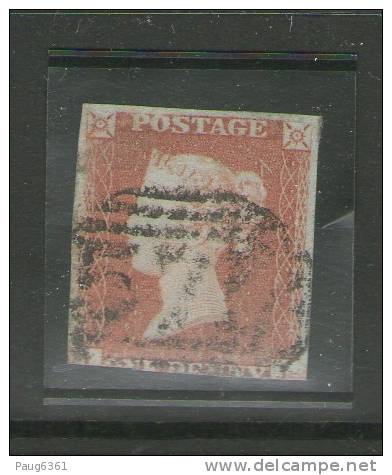 Grande-Bretagne (GB) Victoria 1843 - Penny Rouge  I-J  YVERT  N°3 OBLITERE - Gebruikt