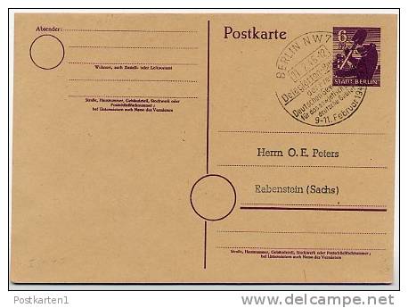 BERLIN P4e Postkarte Sost. DELEGIERTEN-BERATUNG GEWERKSCHAFT 1946 - Postwaardestukken