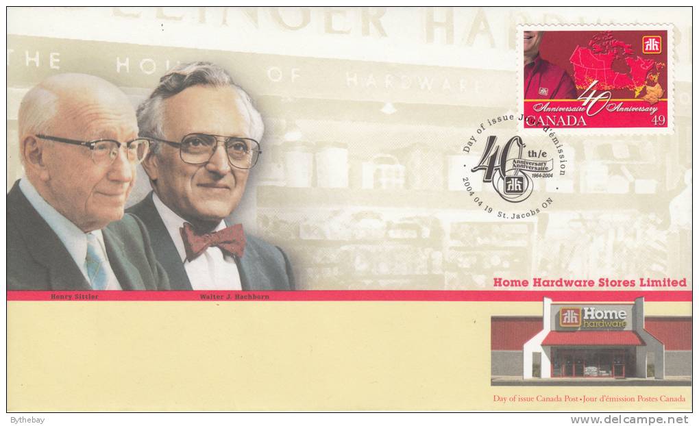Canada FDC Scott #2032 49c Map Of Canada - 40th Anniversary Of Home Hardware - 2001-2010