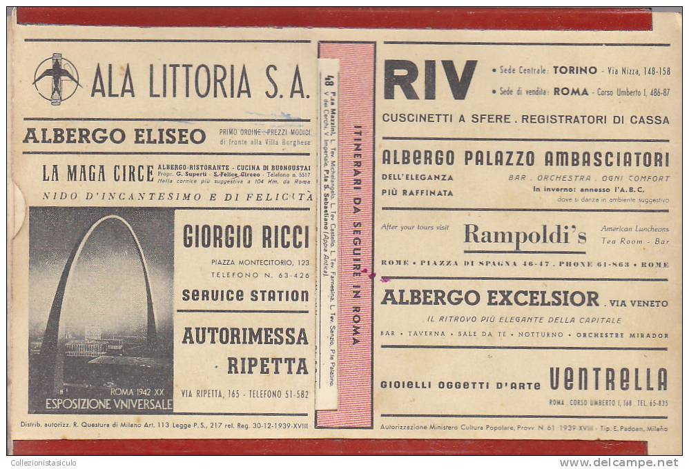 $-346- Cartina Di Roma - 63 Itinerari 1939 - Ala Littoria - Agip Italoil - Carte Stradali